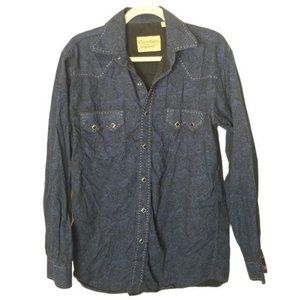 Cowboy Legends Mens M Dark Blue Paisley Long Sleev